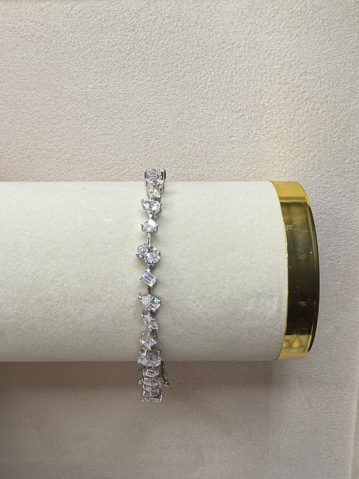 14 K White Gold Lab Diamond Bracelet