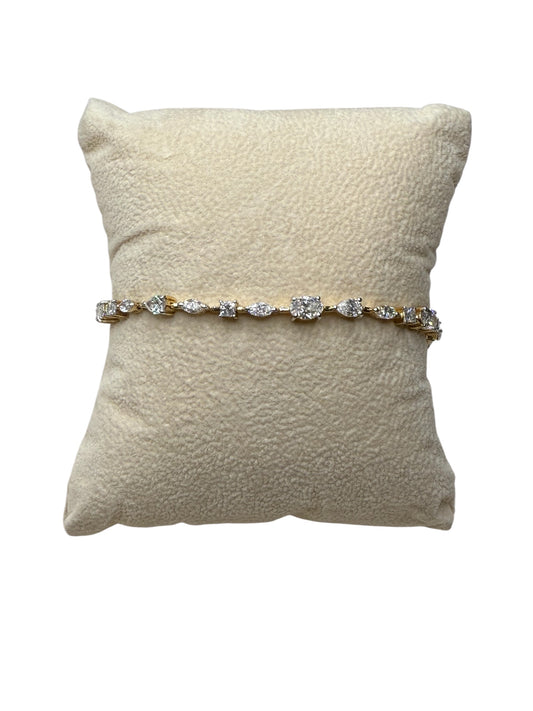 14k Yellow Gold Multi Shape Lab Diamond Tennis Bracelet