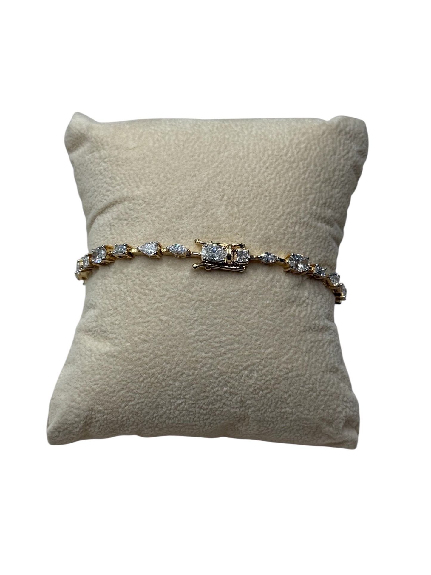 14k Yellow Gold Multi Shape Lab Diamond Tennis Bracelet